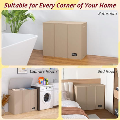 195L Laundry Hamper 3 Section, Large Laundry Hamper - Image 7
