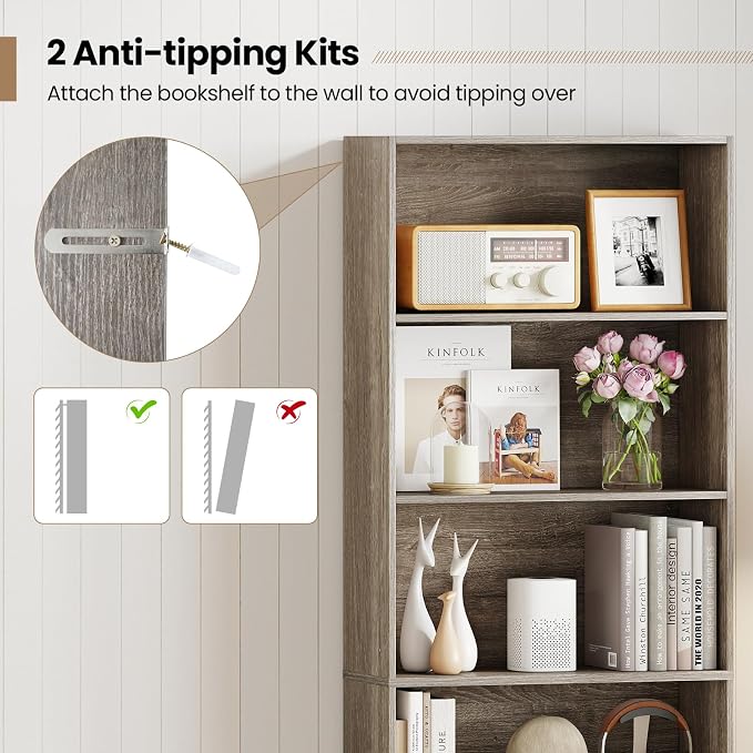 Giantex 6-Tier Bookcase, Freestanding Storage Organizer w/Open Shelves - Image 7