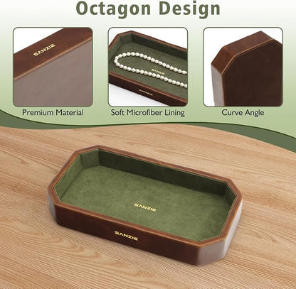 SANZIE Leather Tray Organizer Small Trays Decorative Tray Desktop Storage - Image 4