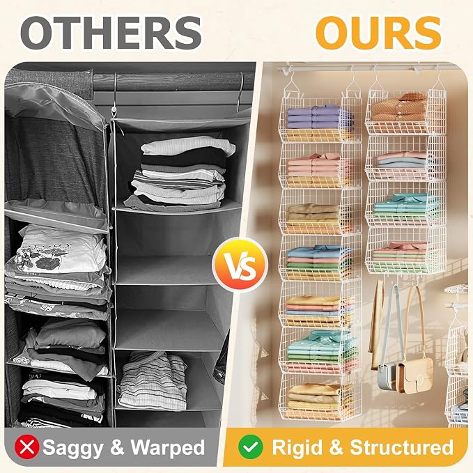 7 Tier Hanging Closet Organizer and Storage, Foldable Wire Closet Shelving - Image 7