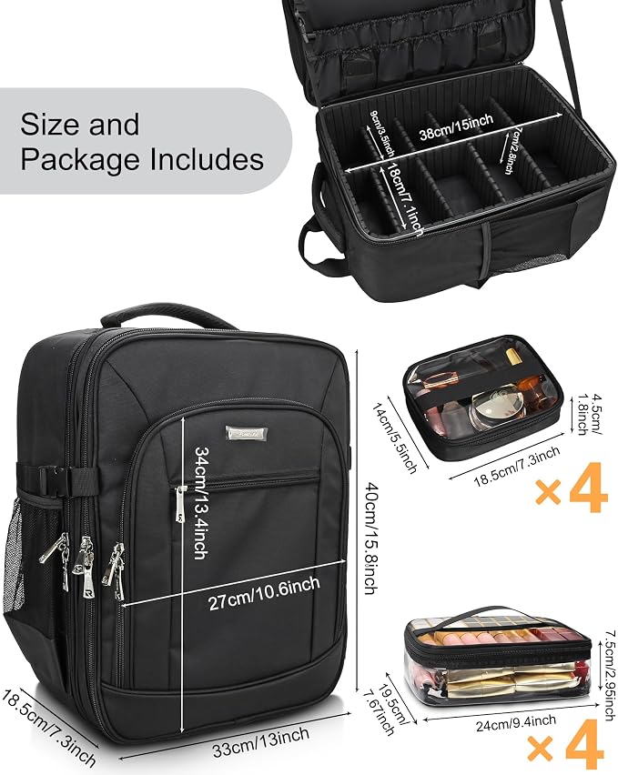 Makeup Backpack Professional Makeup Artist Bag Extra Large Cosmetic Bags - Image 4