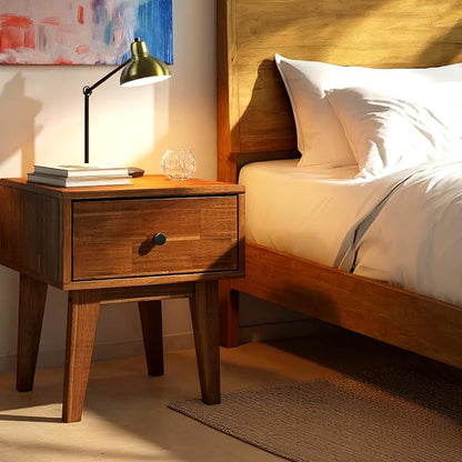 Acacia Sofia Nightstand with Drawer, Bedside Table, Solid Wood Bedside End - Image 4