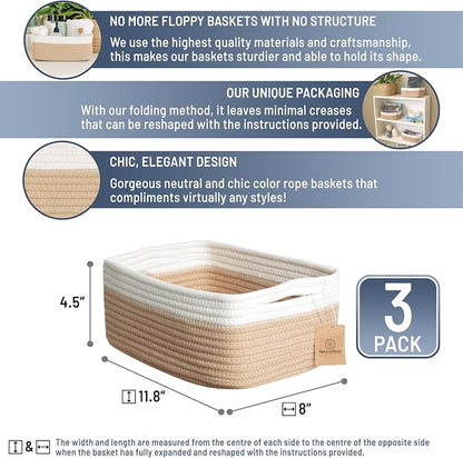 NaturalCozy 11.8"x8"x4.5” Storage Baskets - Image 2