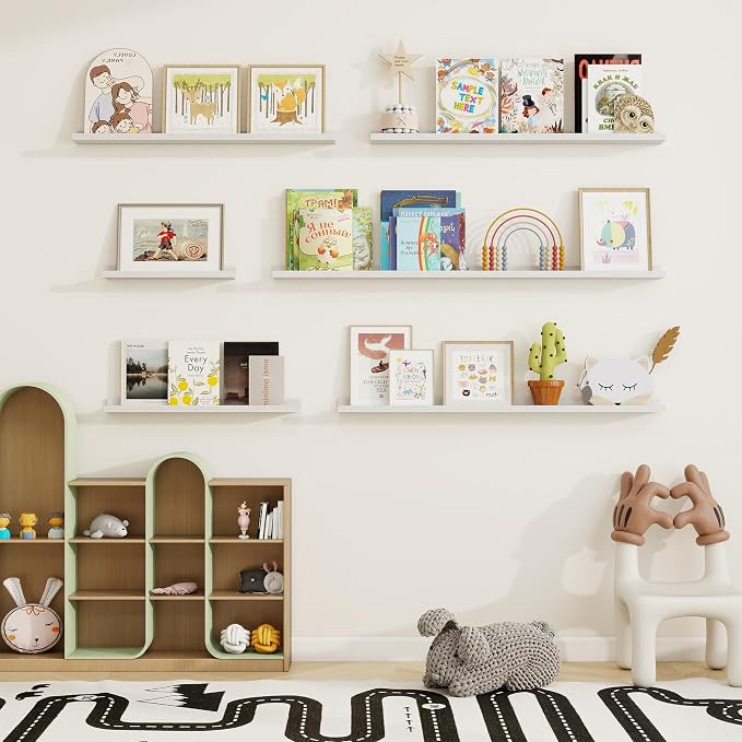 Picture Ledge Shelf, Solid Pine Wood Floating Shelves Set of 2, 24 Inches - Image 7