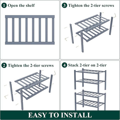 Smiry Bamboo Shoe Rack for Closet, 4 Tier Small Wooden Stackable Shoe Organizer - Image 6