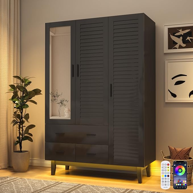 jiteentarou 3 Door Armoire Wardrobe Closet Cabinet - Image 4
