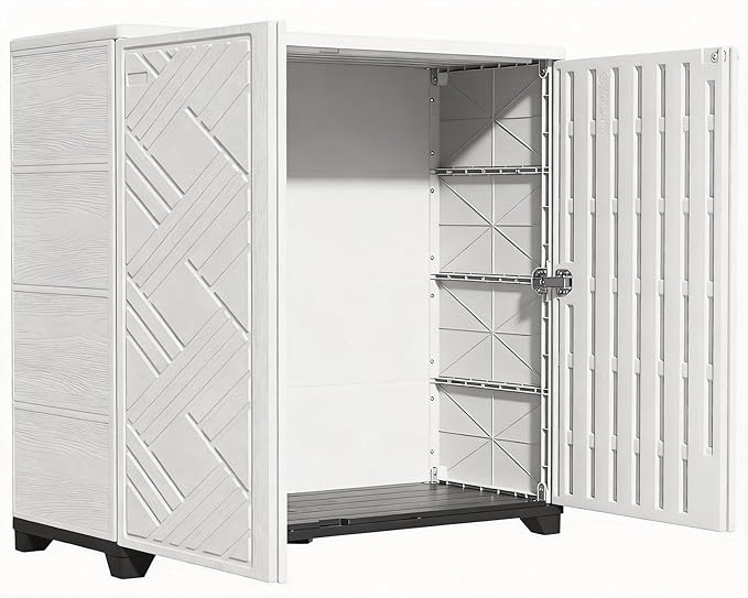 KINYING Outdoor Storage Cabinet Waterproof, 60 Gallon Resin Outdoor Storage Shed by KINYING