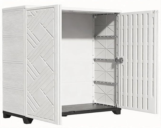 KINYING Outdoor Storage Cabinet Waterproof, 60 Gallon Resin Outdoor Storage Shed by KINYING