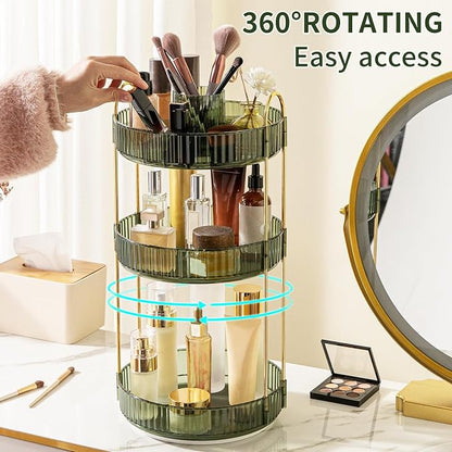 360° Rotating Makeup Organizer, Large-Capacity Skincare Make Up Storage 3 Tier - Image 4