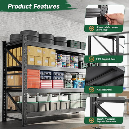 Letaya 4000LBS Storage Shelves Heavy Duty, 4 Tier Adjustable Utility Rack Shelf - Image 5