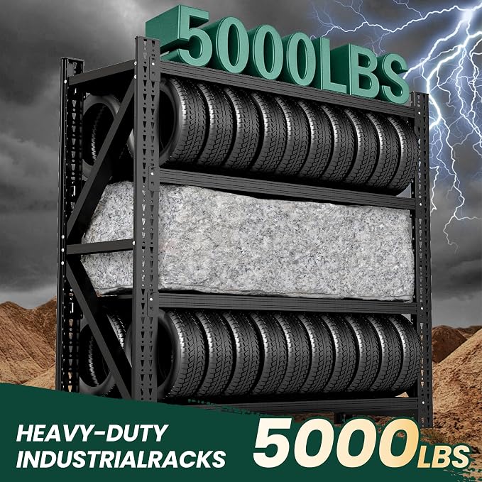 Heavy Duty Garage Storage Shelves 5000LBS Capacity, 4-Tier Adjustable - Image 3