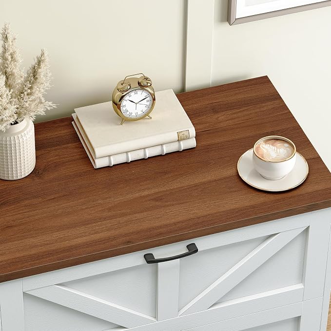 HOOBRO 2 Drawer File Cabinet, Farmhouse Lateral Filing Cabinet - Image 9