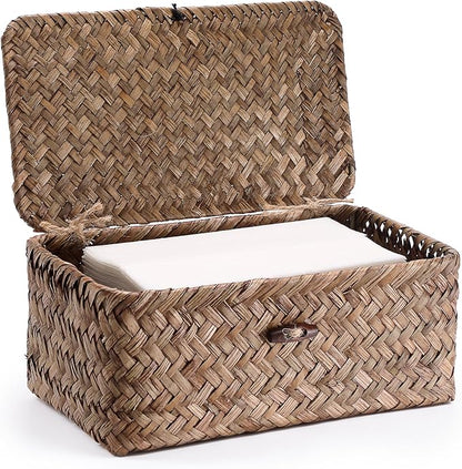 Dryer Sheet Holder, Woven Seagrass Dryer Sheets Storage Container by Hoowen