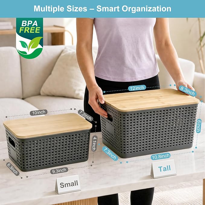 Bagnizer 2 Pack Tall Plastic Storage Bins - Image 9