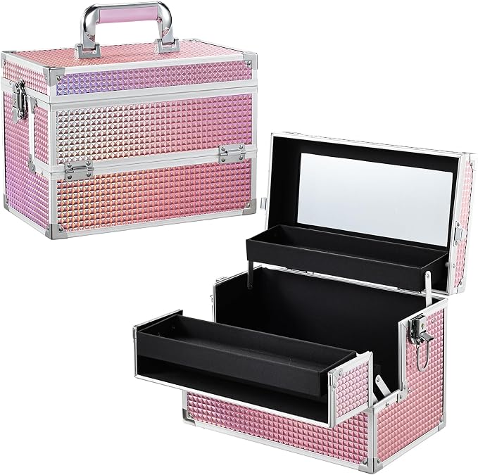 Joligrace Large Makeup Box Organizer, 12 Inch Makeup Train Case by Joligrace