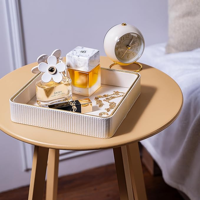 2 Pack White Catch All Trays for Jewelry| Small Leather Valet Tray| Key Bowl - Image 8