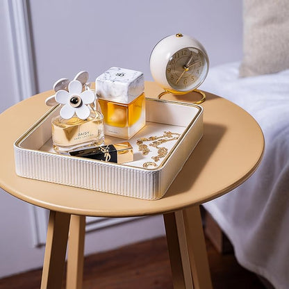 2 Pack White Catch All Trays for Jewelry| Small Leather Valet Tray| Key Bowl - Image 8