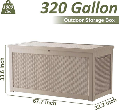 325 Gallon Outdoor Storage Box Waterproof, Large Deck Box Lockable Resin - Image 8