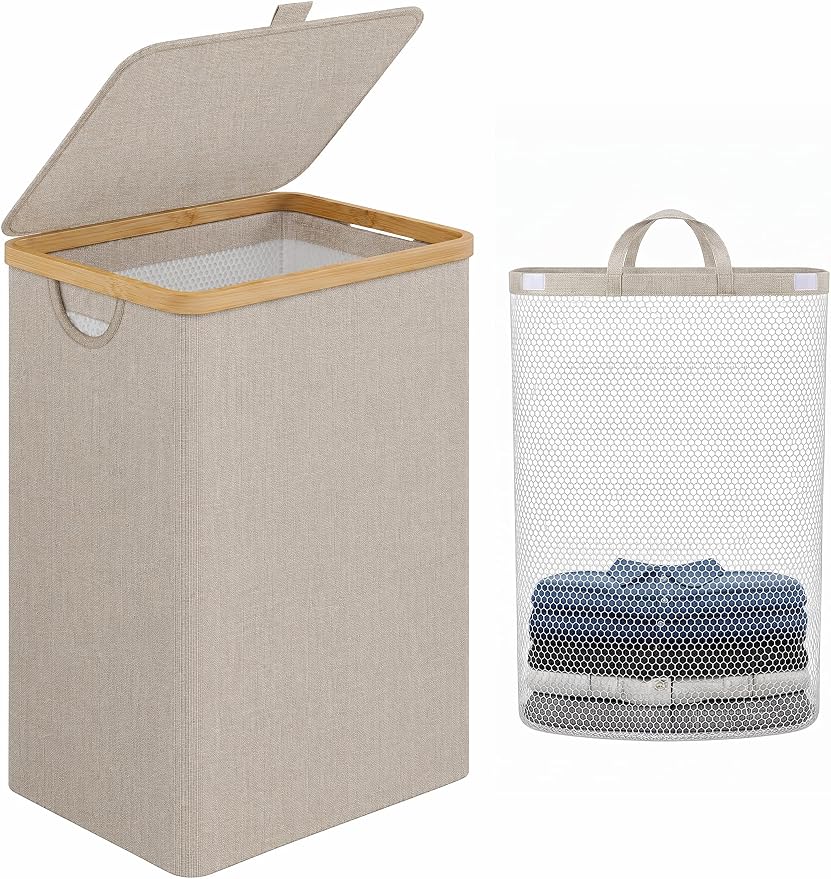 iEGrow Laundry Basket with Lid, Large Laundry Hamper with Handle and Lid by iEGrow