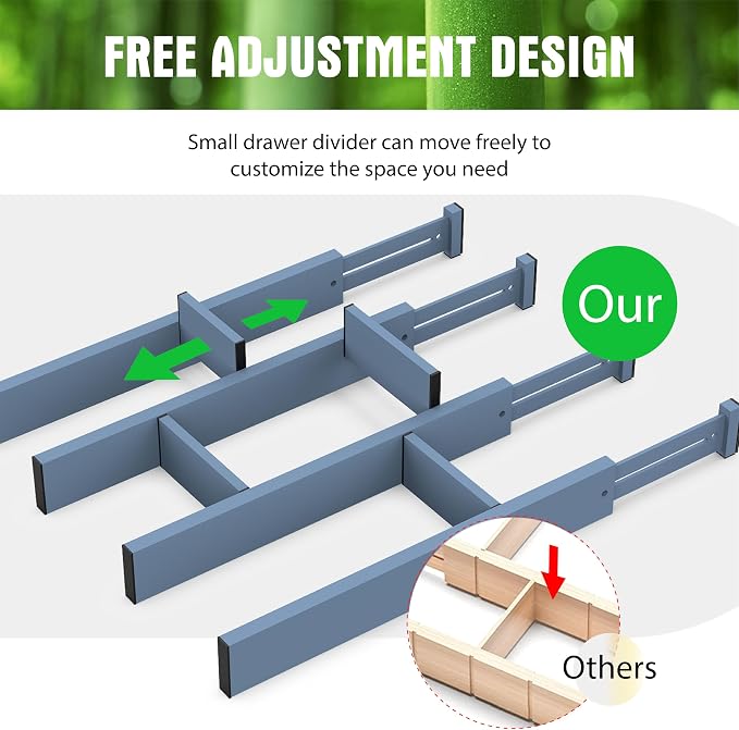 ANTOWIN Bamboo Drawer Dividers, Expandable Drawer Separators Splitter, 17-22 - Image 3