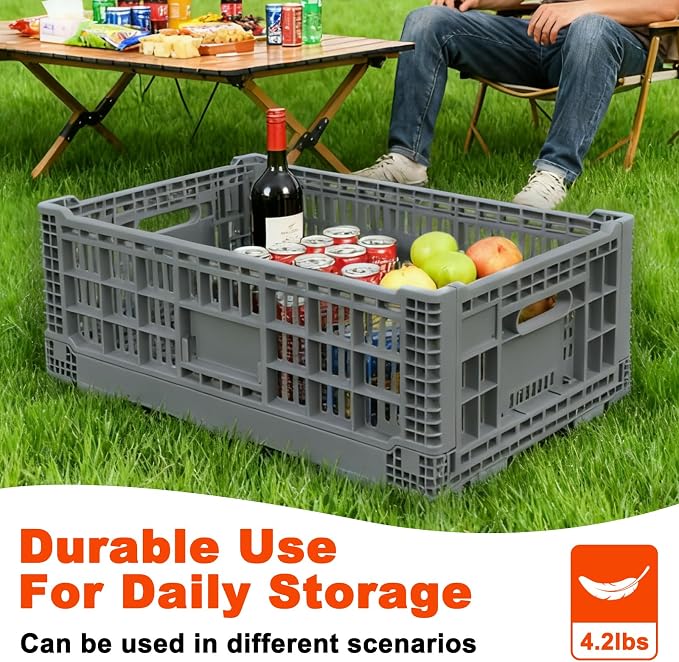 Collapsible Milk Crates for Storage, 52L Storage Crates, Heavy Duty Milk Crate - Image 6