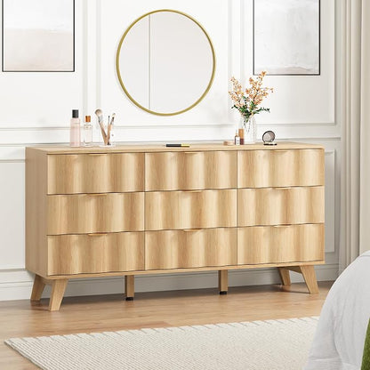 9 Drawer Dresser, Modern Fluted Storage Dresser - Image 7