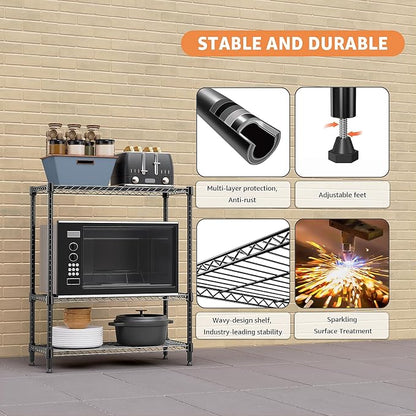 750 lbs 3 Tier Storage Rack Metal Wire Shelving Unit, Storage Standing Shelf - Image 6