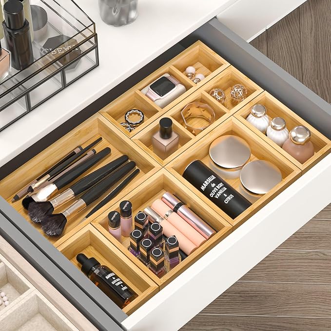 Bamboo Drawer Organizer, Wooden Storage Boxes Organizers - Image 6
