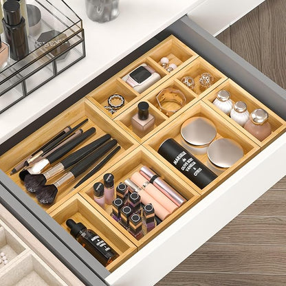 Bamboo Drawer Organizer, Wooden Storage Boxes Organizers - Image 6
