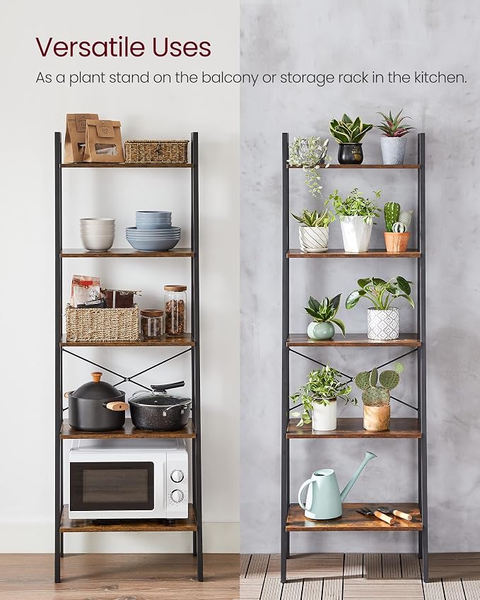 VASAGLE Ladder Shelf, 5-Tier Bookshelf, Storage Rack, Bookcase - Image 9