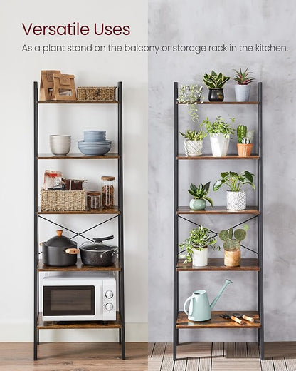 VASAGLE Ladder Shelf, 5-Tier Bookshelf, Storage Rack, Bookcase - Image 9