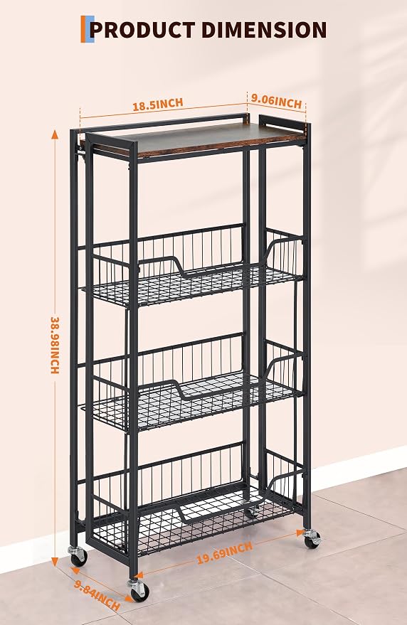 GarveeHome Large 4-Tier Foldable Kitchen Storage Shelf | No Assembly Required - Image 5
