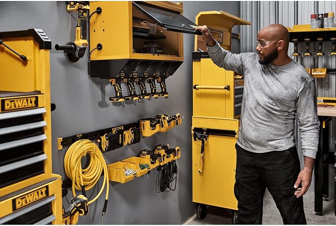 DEWALT Battery Organizer, Holds up to 4 Batteries, Mount Rail, Workshop Storage - Image 6