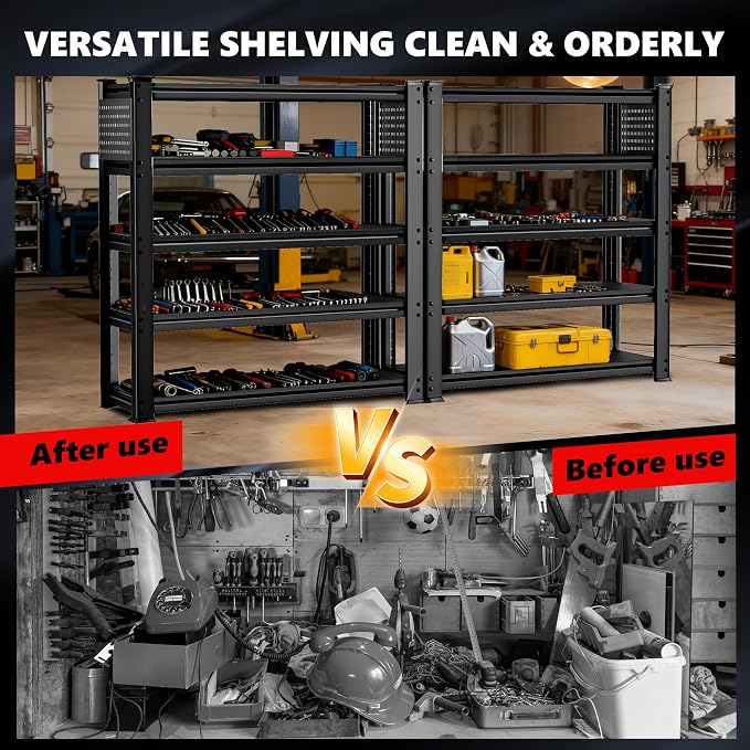 SILVEL 48.2" W Garage Shelving, 5000LBS Heavy Duty Metal Shelving, 2025 Solid - Image 8