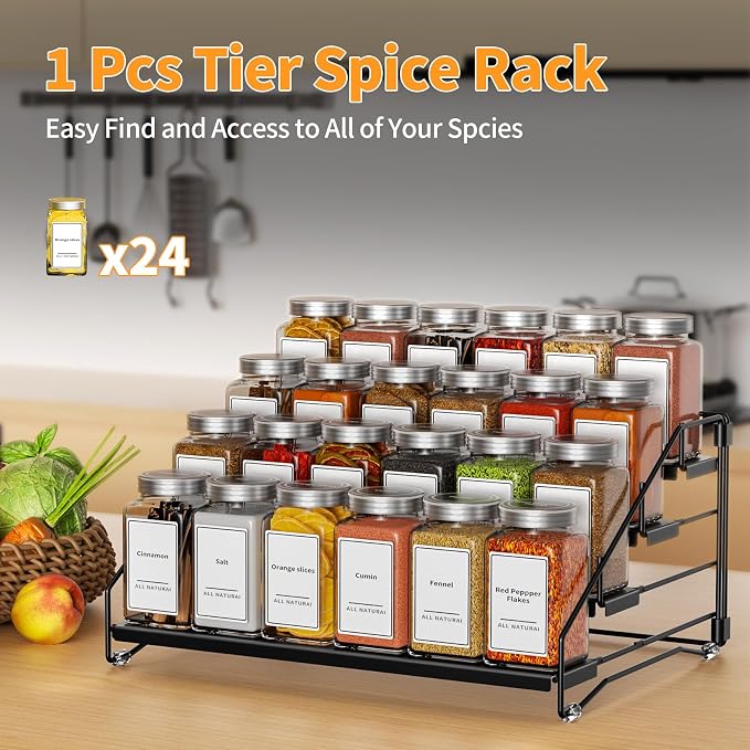 4 Tier Spice Rack for Cabinet, Spice Rack Organizer, Depth Adjustable Spice - Image 5