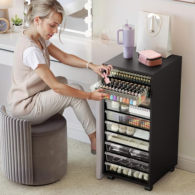WOPITUES Storage Drawer Cart, Mobile Storage Cabinet, Makeup Storage - Image 7
