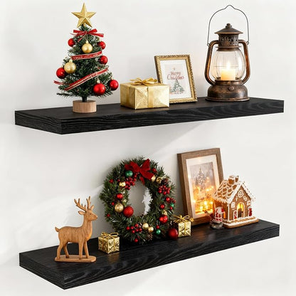 Fun Memories 36 Inch Floating Shelves Black, 9.3 Deep Floating Shelf by FunMemories