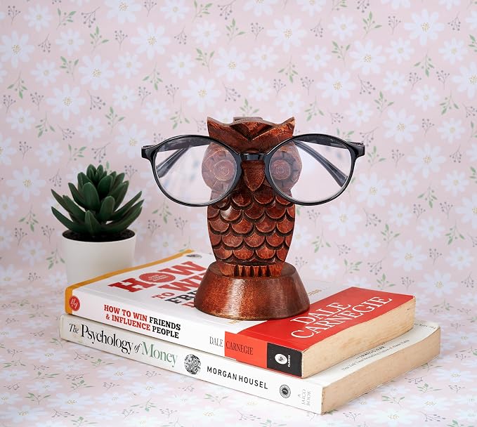 Stocking Stuffers Wooden Owl Glasses Holder Night Stand Reading Eyeglass - Image 6