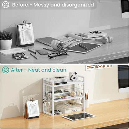 ELITEROO Desk Shelf Organizer, 2 Tier Wood Desktop Bookshelf Storage Rack - Image 6