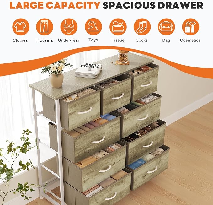 Sweetcrispy 9 Drawer Fabric Dresser Storage Tower - Image 6