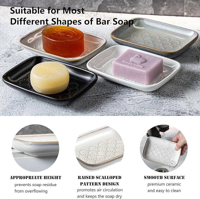Gomakren Soap Dish for Shower, Christmas Ceramic Soap Dishes for Bar Soap Sponge - Image 5