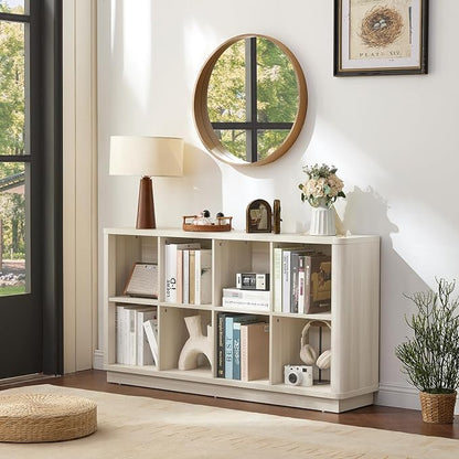 8 Cube Storage Bookcase, Wooden Floor Standing 2-Tier Cubby Console Bookshelf - Image 6
