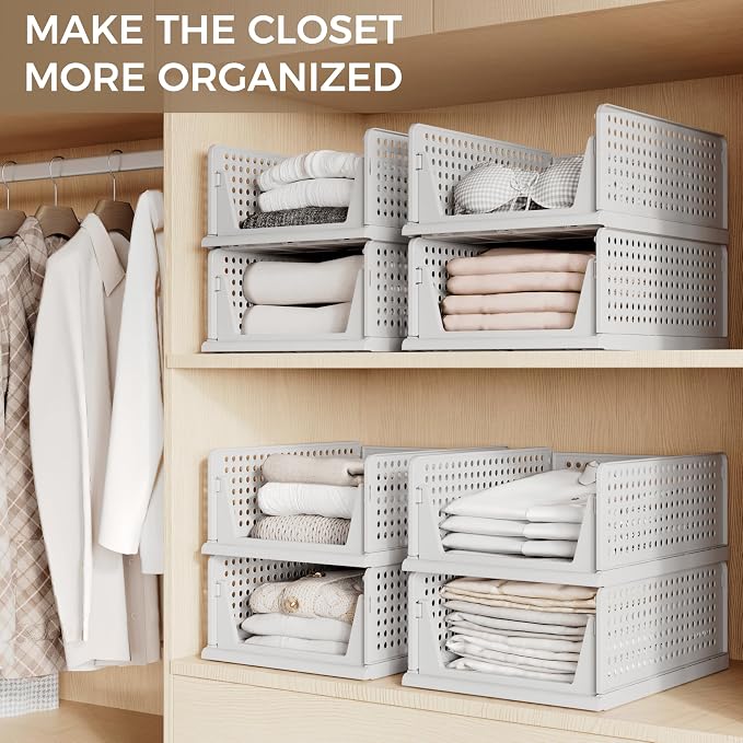 Pinkpum 8 Pack Closet Organizer Storage Bins Stackable Plastic Drawer Shelf | - Image 5