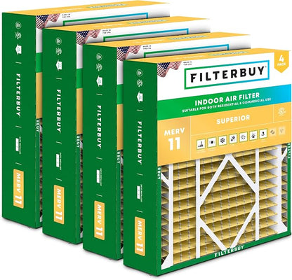 Filterbuy 24x25x5 Air Filter MERV 11 Superior Pet & Allergy Defense, by Filterbuy