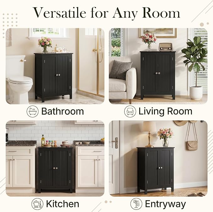 SUPER DEAL Modern Bathroom Floor Storage Cabinet - Image 9