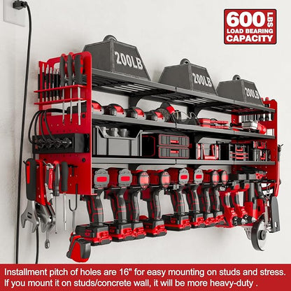 12 Cordless Drill Holder Large Power Tool Organizer Wall Mount - Image 7