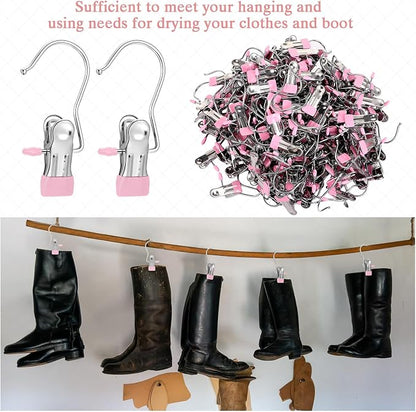 150 Pcs Boot Hangers Clips Laundry Hooks Hanging Stainless Steel Clothes Pins - Image 4