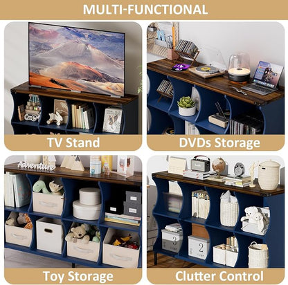 8 Cube Storage Shelf Organizer, Low Book Shelf Bookcase Entryway Table - Image 3