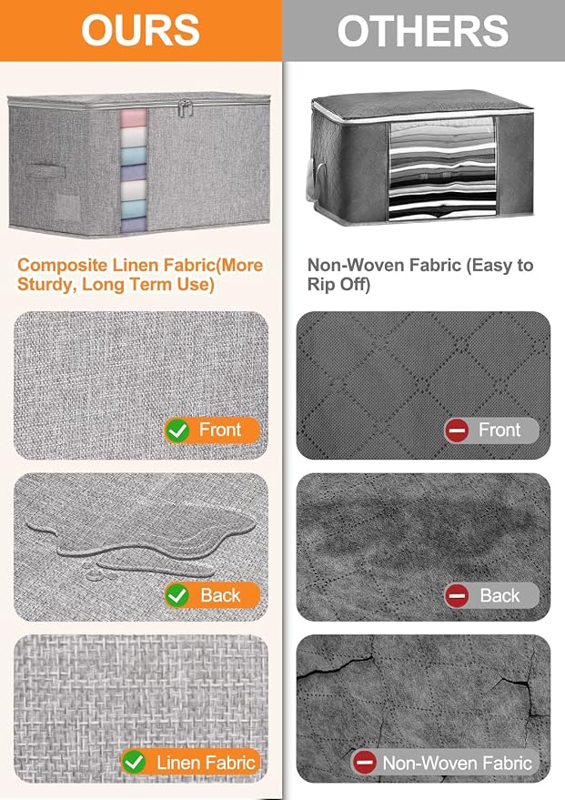 Punemi Large Clothes Storage Bags, 2 Pack Comforter Storage Bag - Image 3
