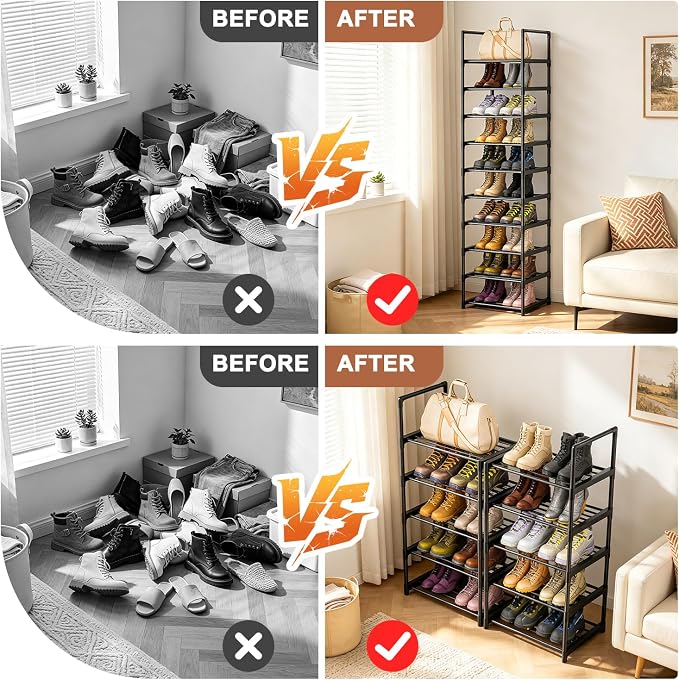 OYREL Shoe Rack, Upgrade Plus Narrow 10 Tier Shoes Organizer - Image 6